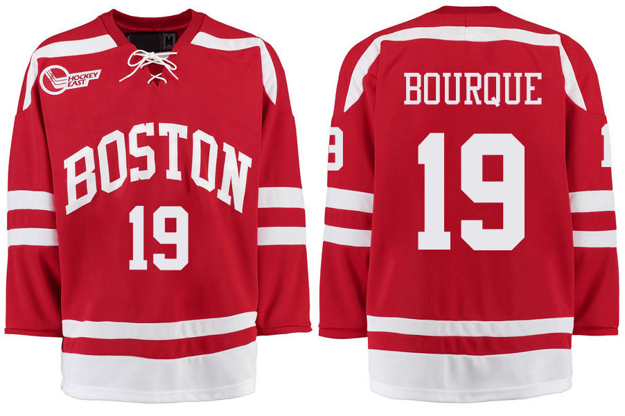 Boston University Terriers BU 19 Chris Bourque Red Stitched Hockey Jersey