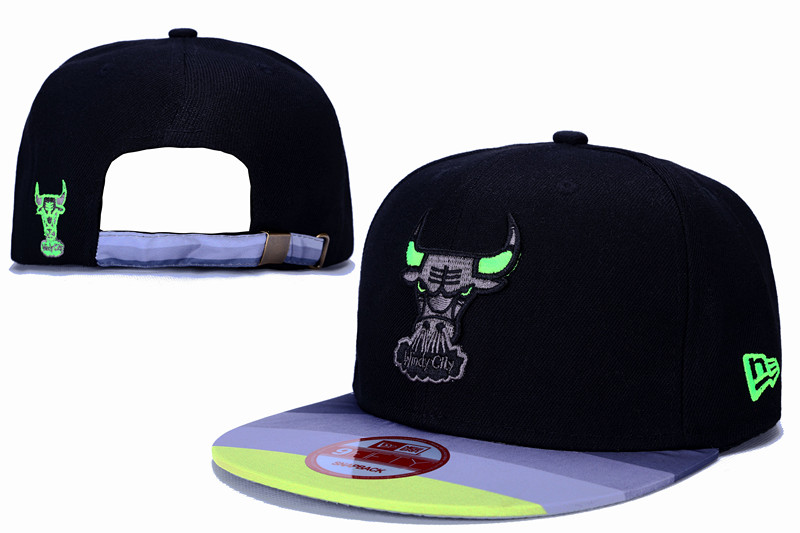 Bulls Team Logo Black Colorful Stripe Adjustable Hat LT