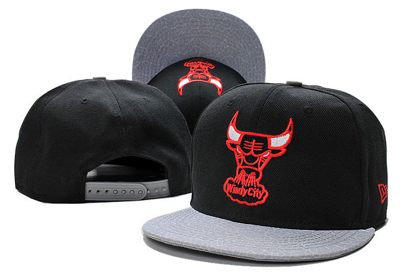 Bulls Team Logo Black Pattern Adjustable Hat LT