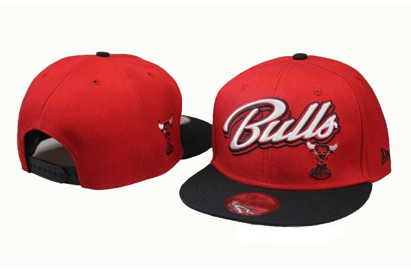 Bulls Team Logo Red Black Adjustable Hat LT