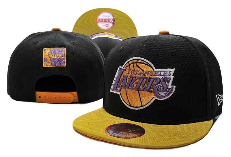 Lakers Fresh Logo Black Yellow Adjustable Hat LT