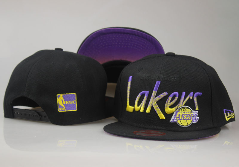 Lakers Team Logo Black Purple Adjustable Hat LT