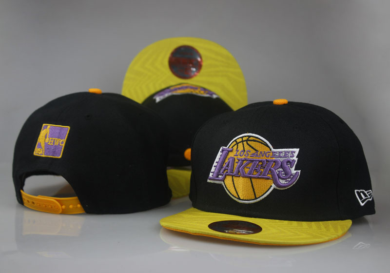 Lakers Team Logo Black Yellow Adjustable Hat LT