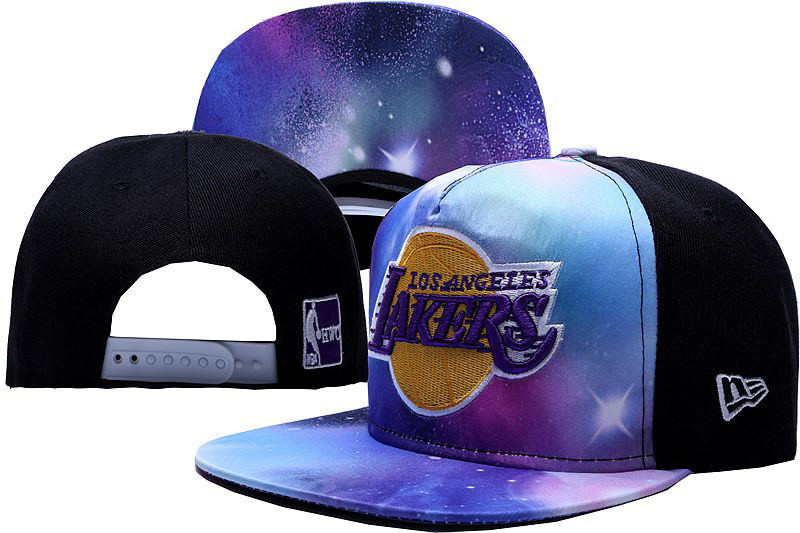 Lakers Team Logo Galaxy Black Adjustable Hat LT