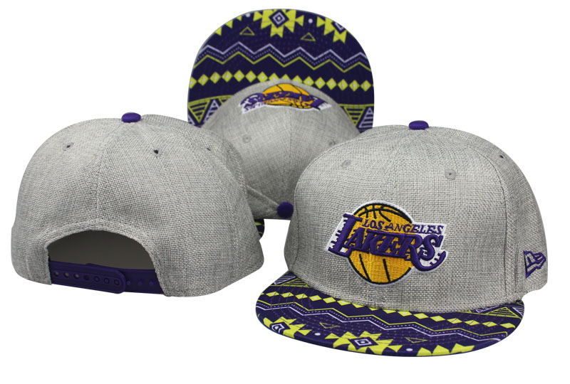 Lakers Team Logo Gray Retro Pattern Adjustable Hat LT