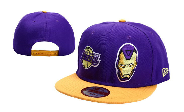 Lakers Team Logo Purple Yellow Adjustable Hat LT