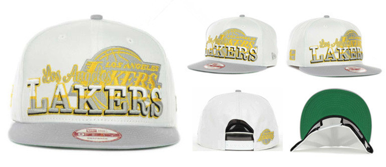 Lakers Team Logo White Gray Adjustable Hat LT