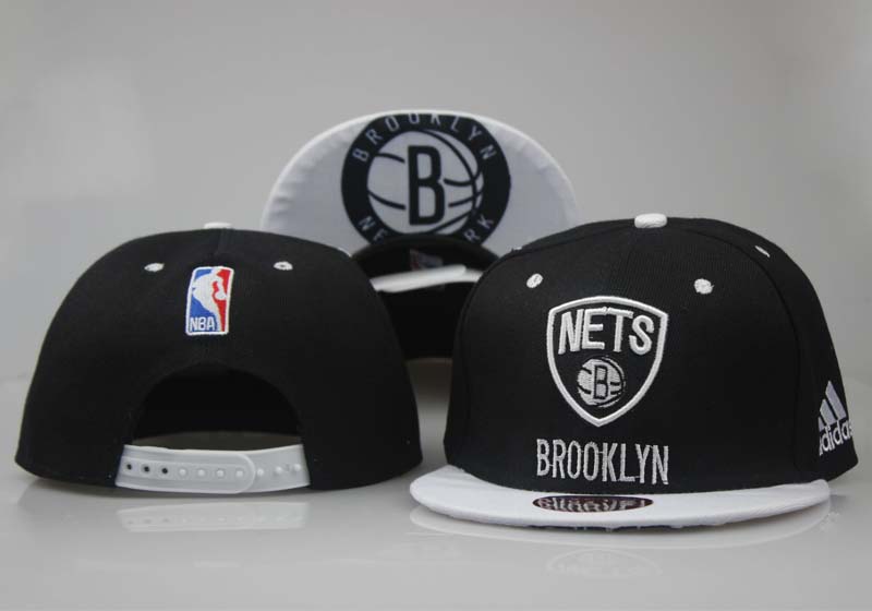 Nets Team Logo Black White Adjustable Hat LT - Click Image to Close