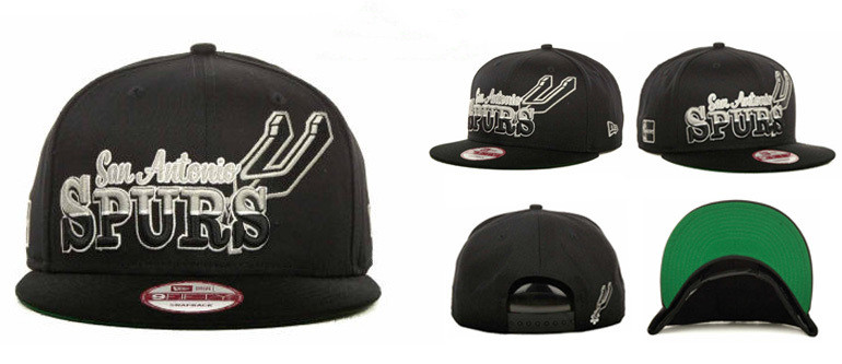 Spurs Team Logo Black Green Adjustable Hat LT