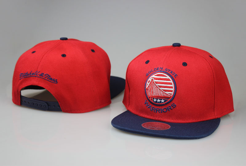 Warriors Fresh Logo Red Navy Mitchell & Ness Adjustable Hat LT