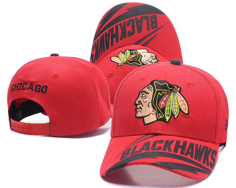Blackhawks Team Logo Red Peaked Adjustable Hat LH