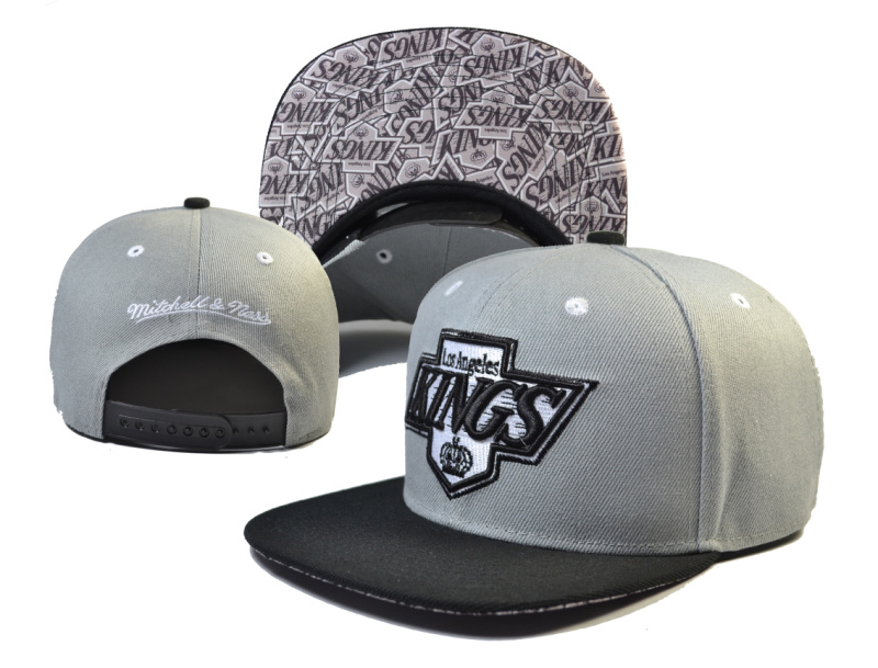 LA Kings Team Logo Gray Black Mitchell & Ness Adjustable Hat LH - Click Image to Close