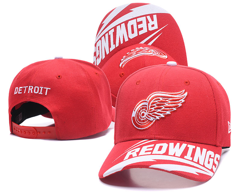Red Wings Team Logo Red Peaked Adjustable Hat LH - Click Image to Close