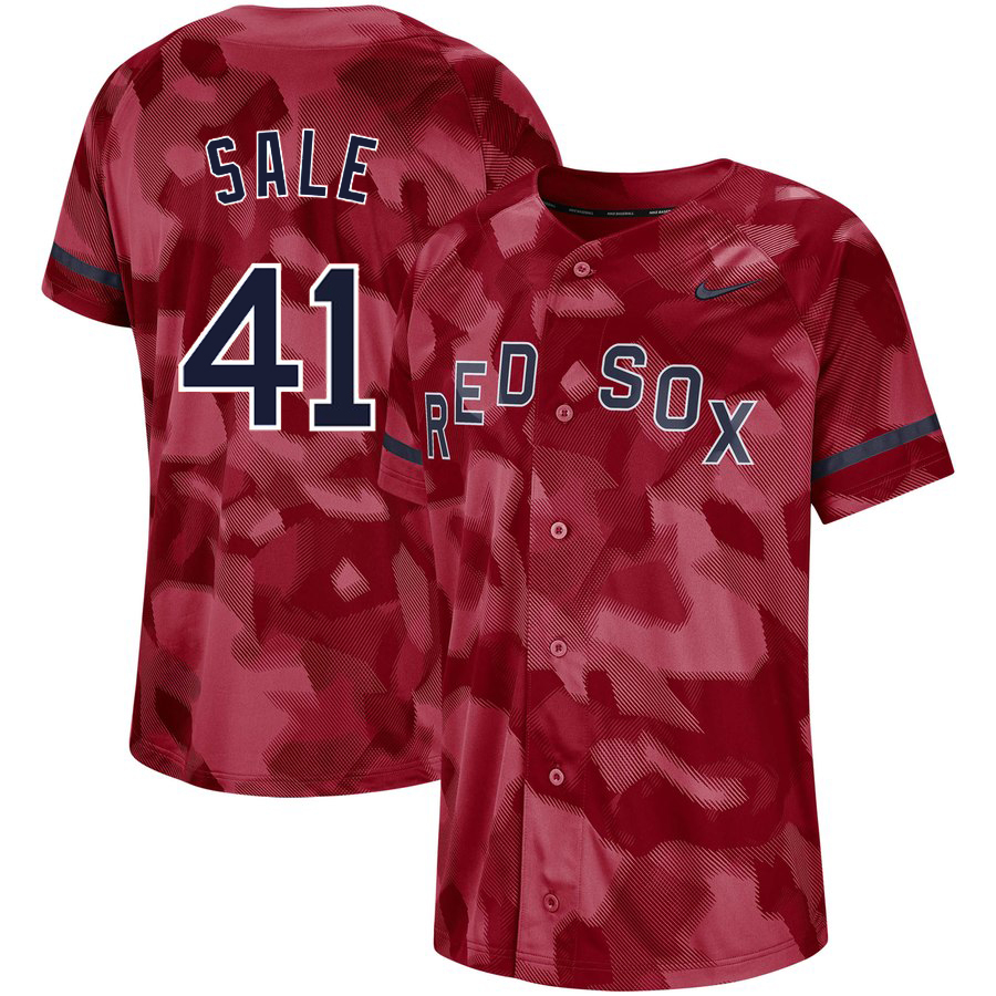 Red Sox 41 Chris Sale Red Camo Fashion Jersey - Click Image to Close