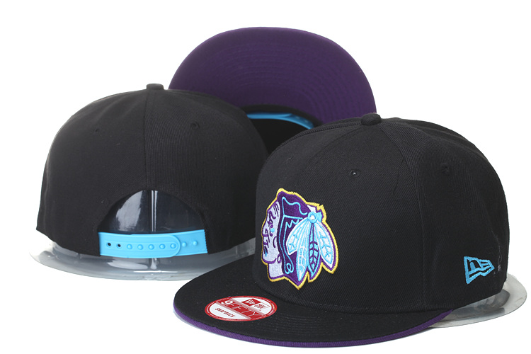 Blackhawks Team Logo Black Purple Adjustable Hat GS