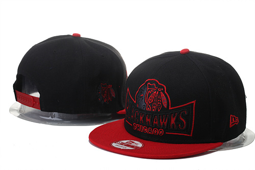Blackhawks Team Logo Black Red Adjustable Hat GS