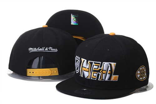 Bruins Fresh Logo Black Mitchell & Ness Adjustable Hat GS