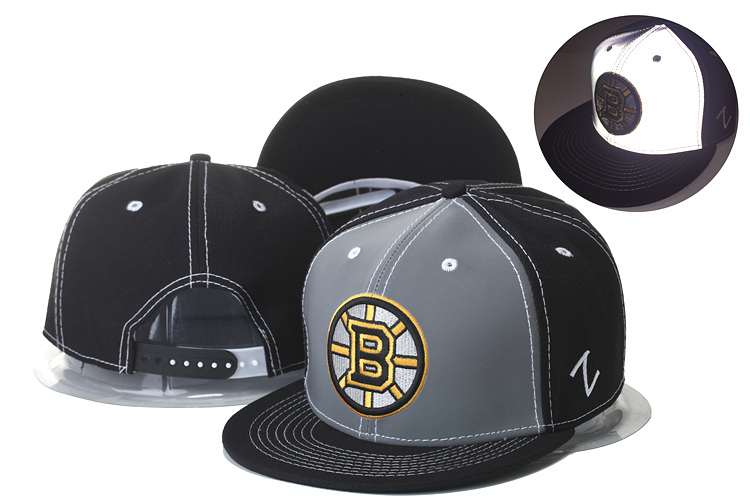 Bruins Team Logo Gray Black Fabric Adjustable Hat GS