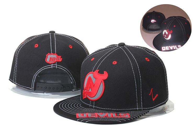 Devils Team Logo Black Red Fabric Adjustable Hat GS - Click Image to Close