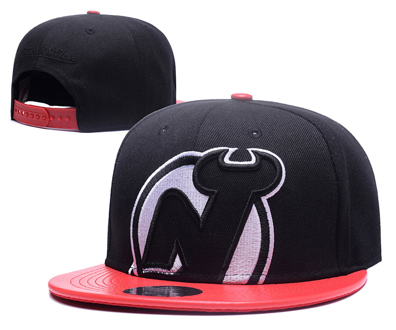 Devils Team Logo Black Red Mitchell & Ness Adjustable Hat GS - Click Image to Close