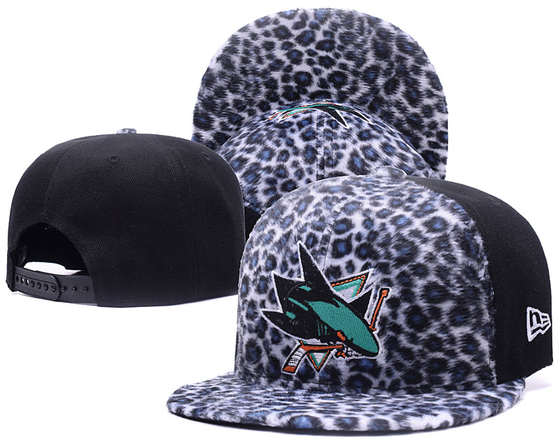 Sharks Team Logo Black Leopard Adjustable Hat GS