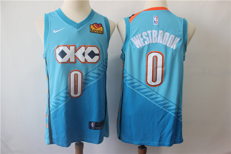 Thunder 0 Russell Westbrook Turquoise City Edition Nike Swingman Jersey