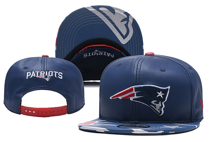 Patriots Team Logo Navy Leather Adjustable Hat YD