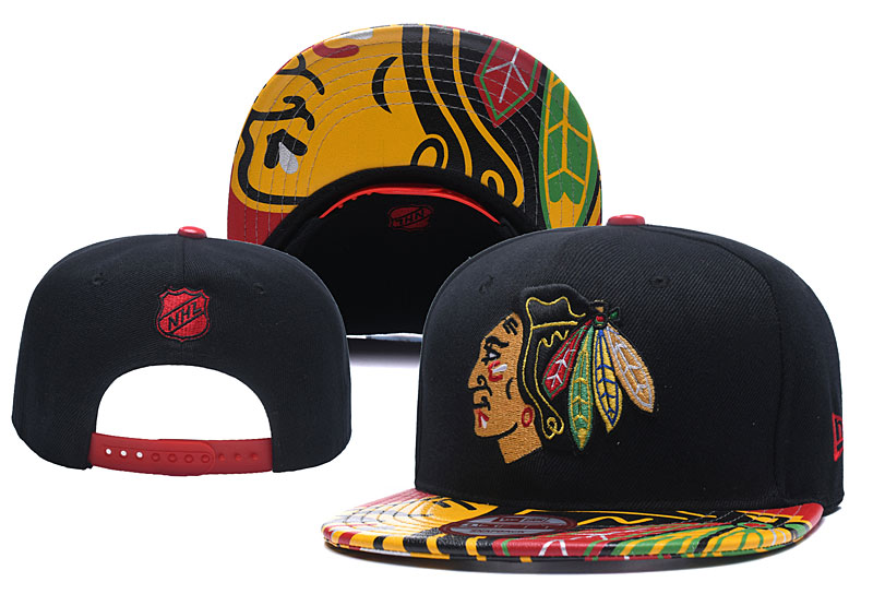 Blackhawks Team Logo Black Color Adjustable Hat YD