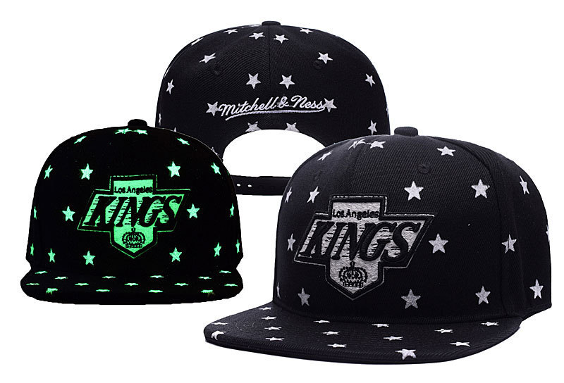 Los Angeles Kings Team Logo Black With Stars Gray Mitchell & Ness Adjustable Hat YD