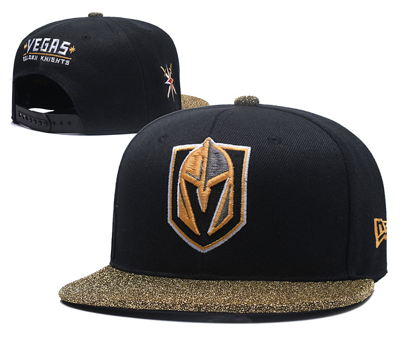 Vegas Golden Knights Team Logo Black Gold Adjustable Hat YD