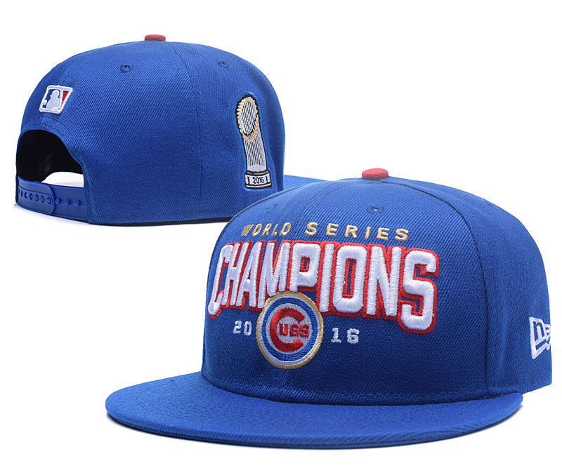 Cubs Fresh Logo Blue 2016 World Series Champions Adjustable Hat GS - Click Image to Close