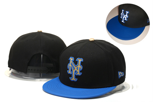 Mets Fresh Logo Black Blue Adjustable Hat GS