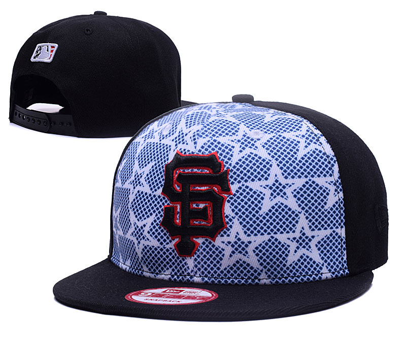 San Francisco Giants With Star All Black Adjustable Hat GS