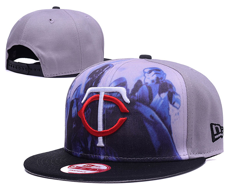Twins Team Logo Gray Black Adjustable Hat GS