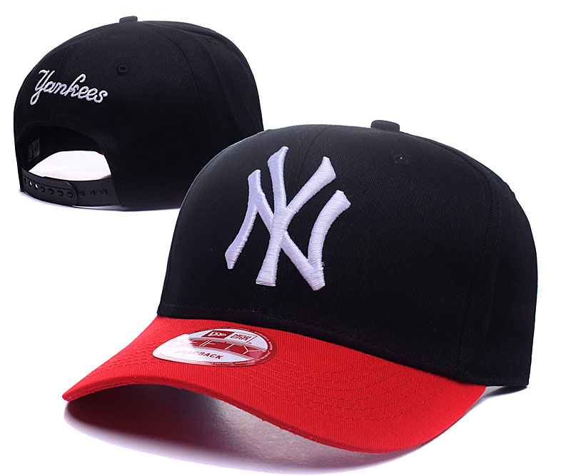 Yankees Fresh Big Logo Black Red Adjustable Hat GS
