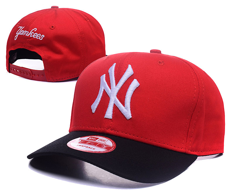 Yankees Fresh Logo Black Red Adjustable Hat GS