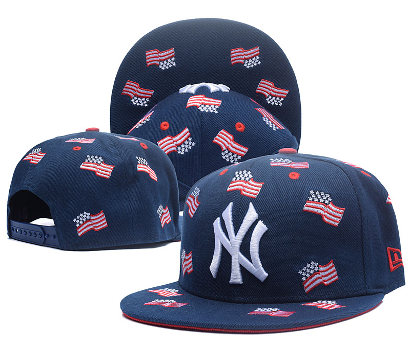 Yankees Fresh Logo Navy USA Flag White Adjustable Hat GS