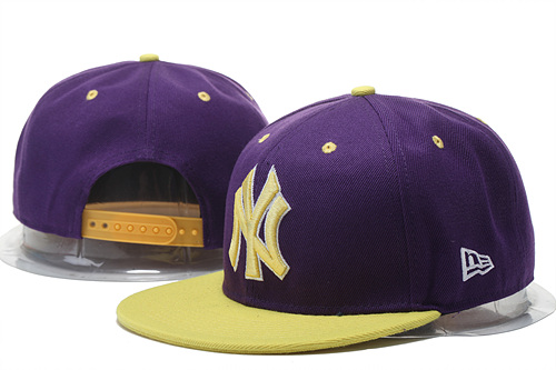 Yankees Fresh Logo Purple Yellow Adjustable Hat GS