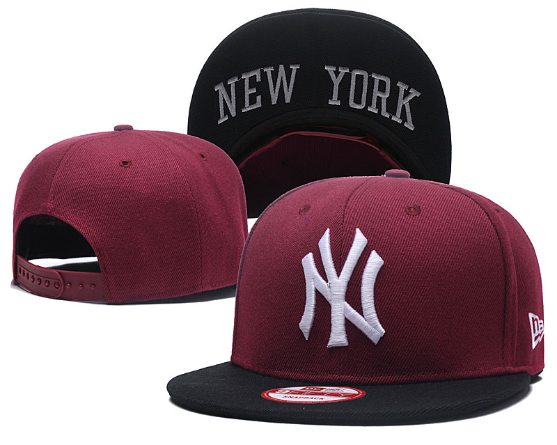 Yankees Fresh Logo Red Black Adjustable Hat GS