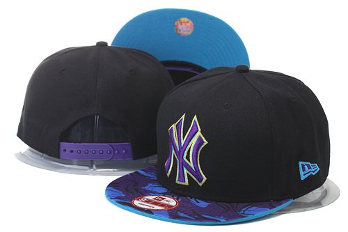 Yankees Team Logo Black Purple Adjustable Hat GS