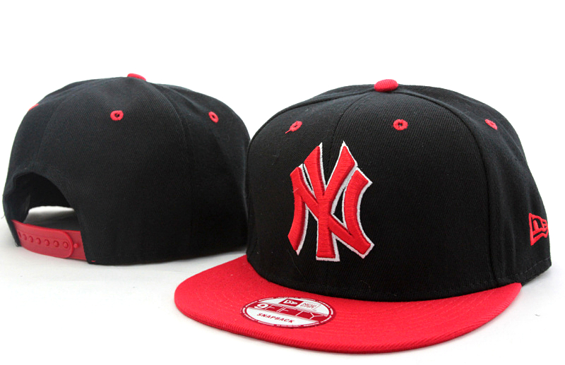 Yankees Team Logo Black Red Adjustable Hat GS