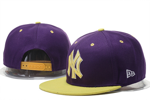 Yankees Team Logo Purple Yellow Adjustable Hat GS