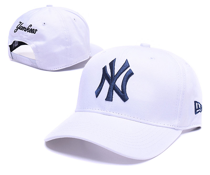 Yankees Team Logo White Adjustable Hat GS