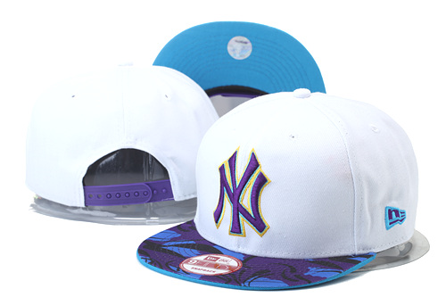 Yankees Team Logo White Purple Adjustable Hat GS