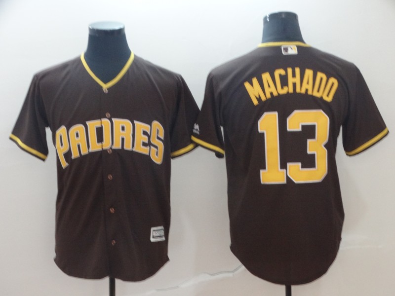 Padres 13 Manny Machado Brown Cool Base Jersey - Click Image to Close