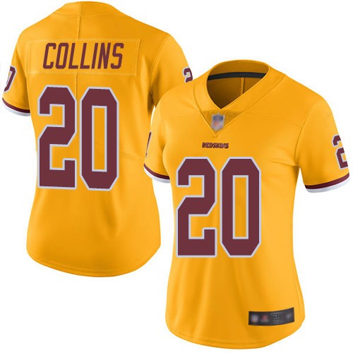 Nike Redskins 20 Landon Collins Gold Women Color Rush Limited Jersey - Click Image to Close