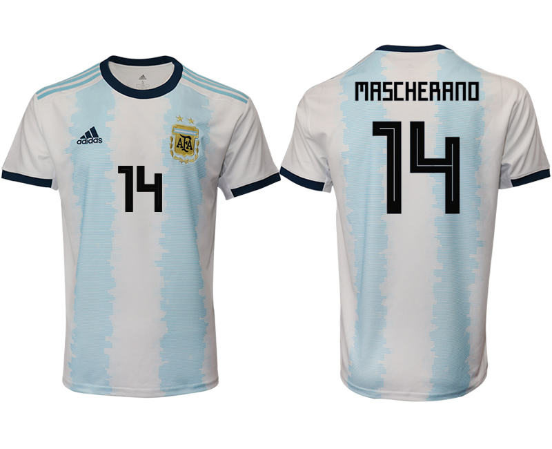 2019-20 Argentina 14 MASCHERANO Home Thailand Soccer Jersey - Click Image to Close
