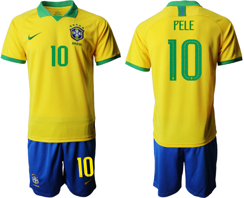 2019-20 Brazil 10 PELE Home Soccer Jersey