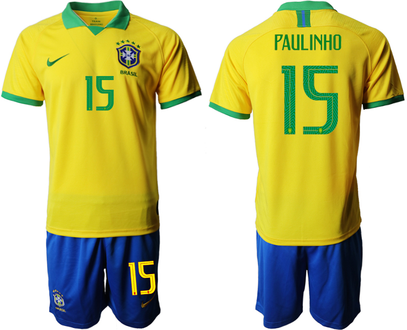 2019-20 Brazil 15 PAULINHO Home Soccer Jersey