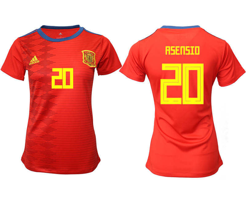 2019-20 Spain 20 ASENSIO Home Women Soccer Jersey - Click Image to Close
